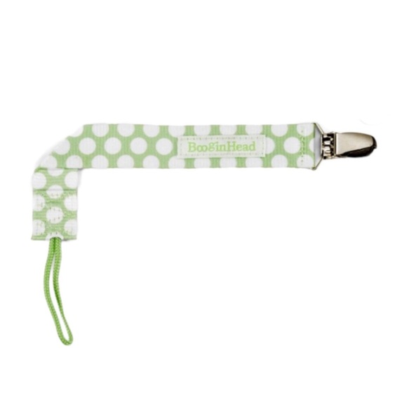 NWT BooginHead PaciGrip Green and White Polka Dot Pacifier Clip - Picture 9 of 9